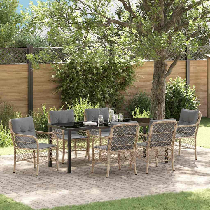 Have Spisebordssæt med pude 7 pcs Beige polyrattan