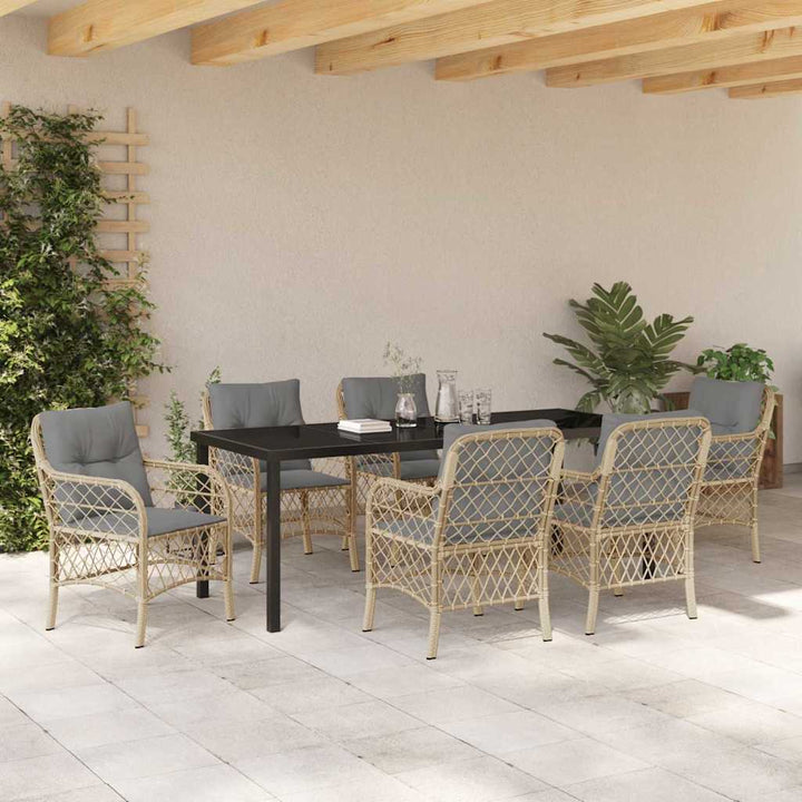 Have Spisebordssæt med pude 7 pcs Beige polyrattan