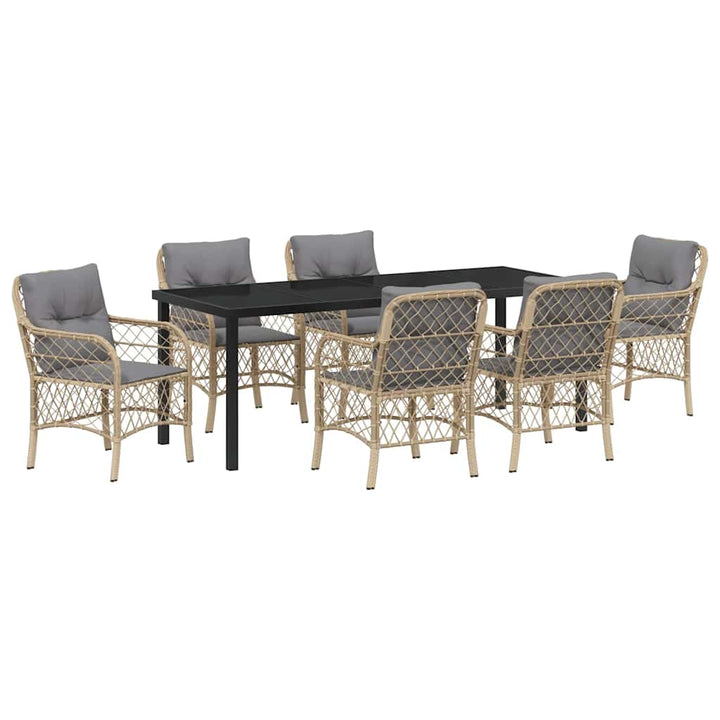 Have Spisebordssæt med pude 7 pcs Beige polyrattan
