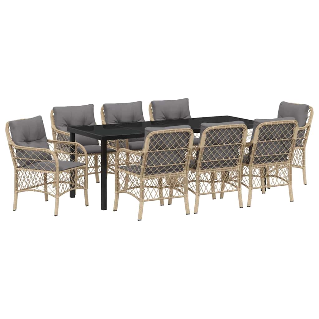 Have Spisebordssæt med pude 9 pcs Beige polyrattan