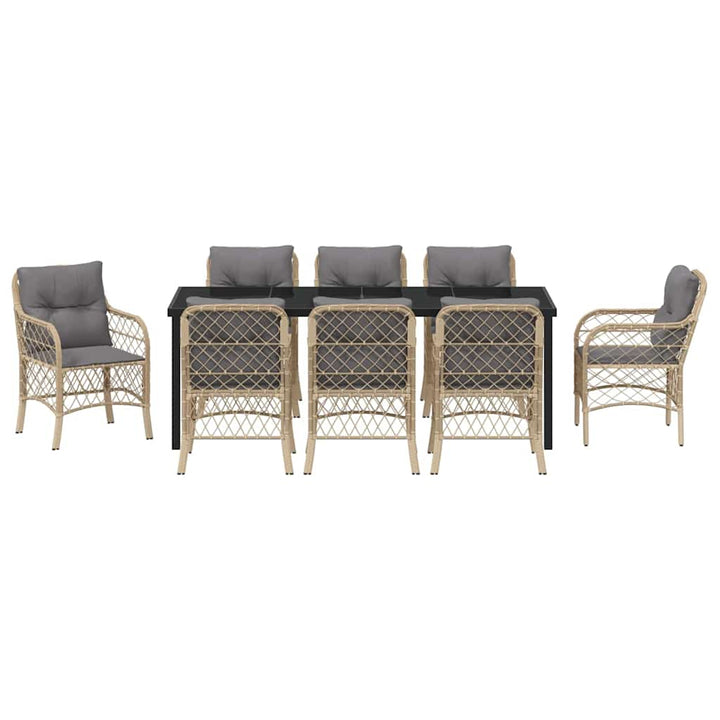Have Spisebordssæt med pude 9 pcs Beige polyrattan