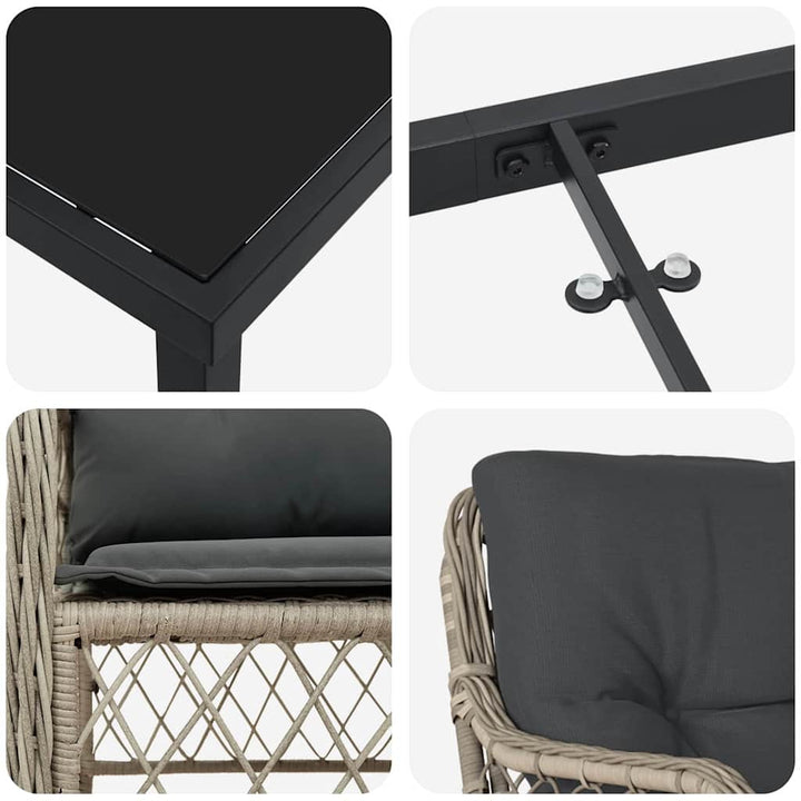 Have Spisebordssæt med pude 3 pcs Lysegrå polyrattan