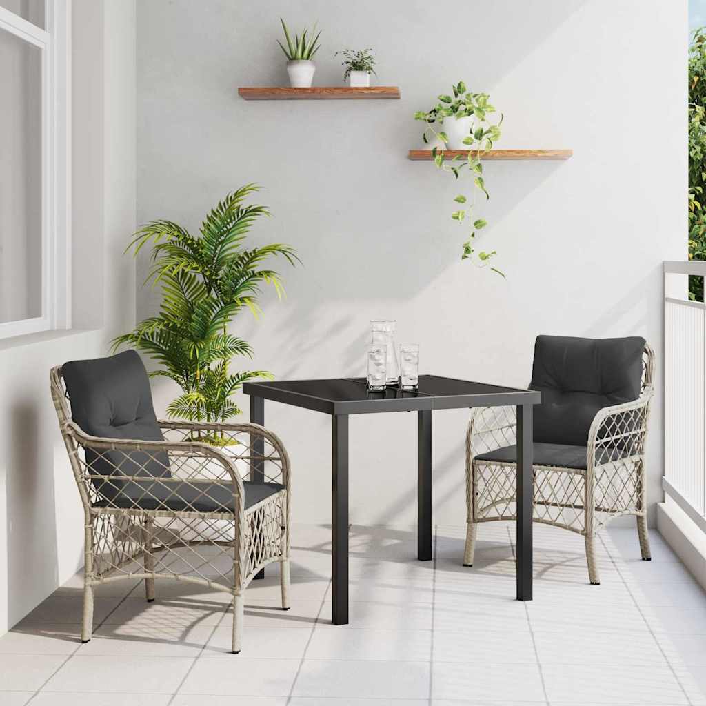 Have Spisebordssæt med pude 3 pcs Lysegrå polyrattan