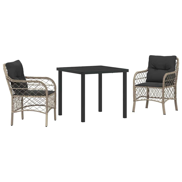 Have Spisebordssæt med pude 3 pcs Lysegrå polyrattan