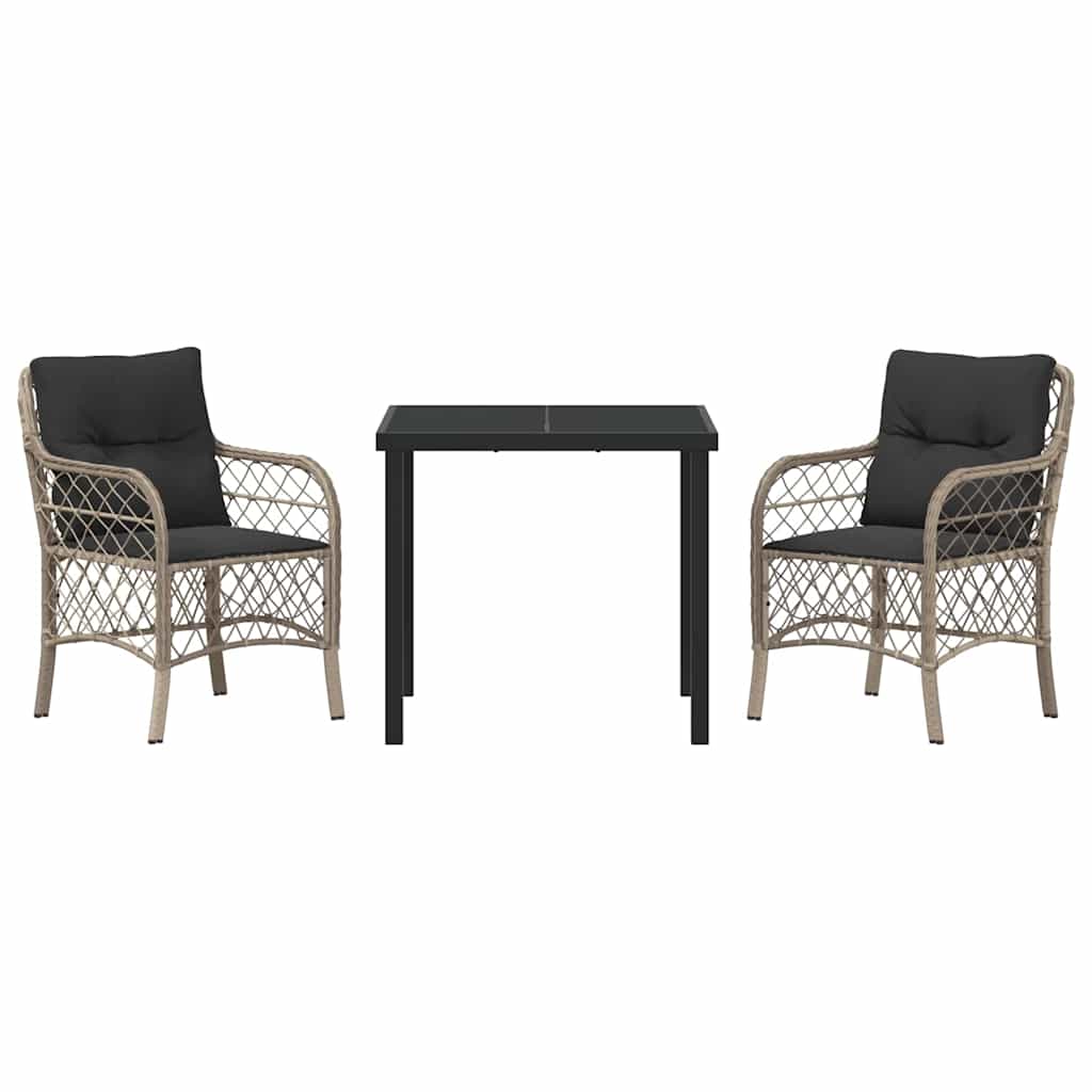 Have Spisebordssæt med pude 3 pcs Lysegrå polyrattan