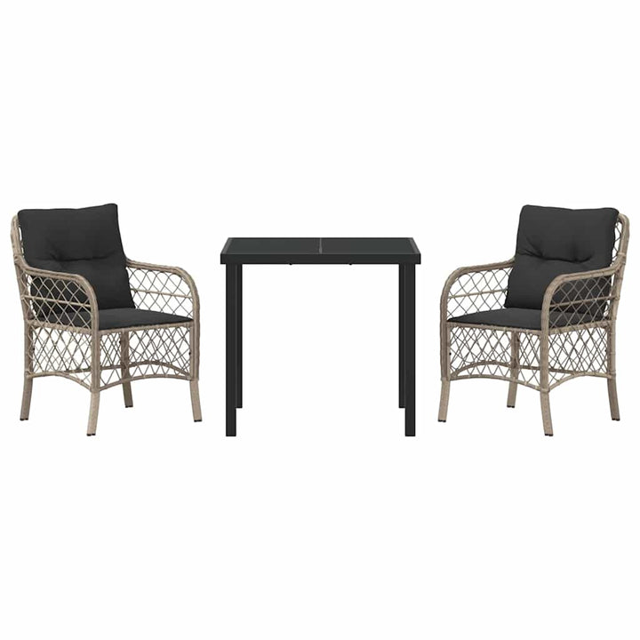 Have Spisebordssæt med pude 3 pcs Lysegrå polyrattan