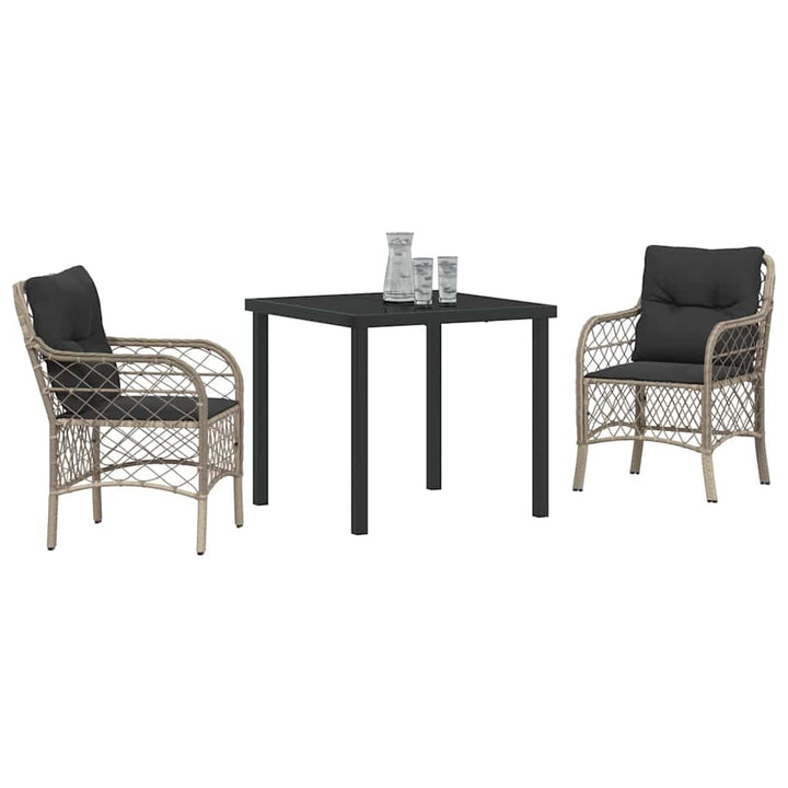 Have Spisebordssæt med pude 3 pcs Lysegrå polyrattan