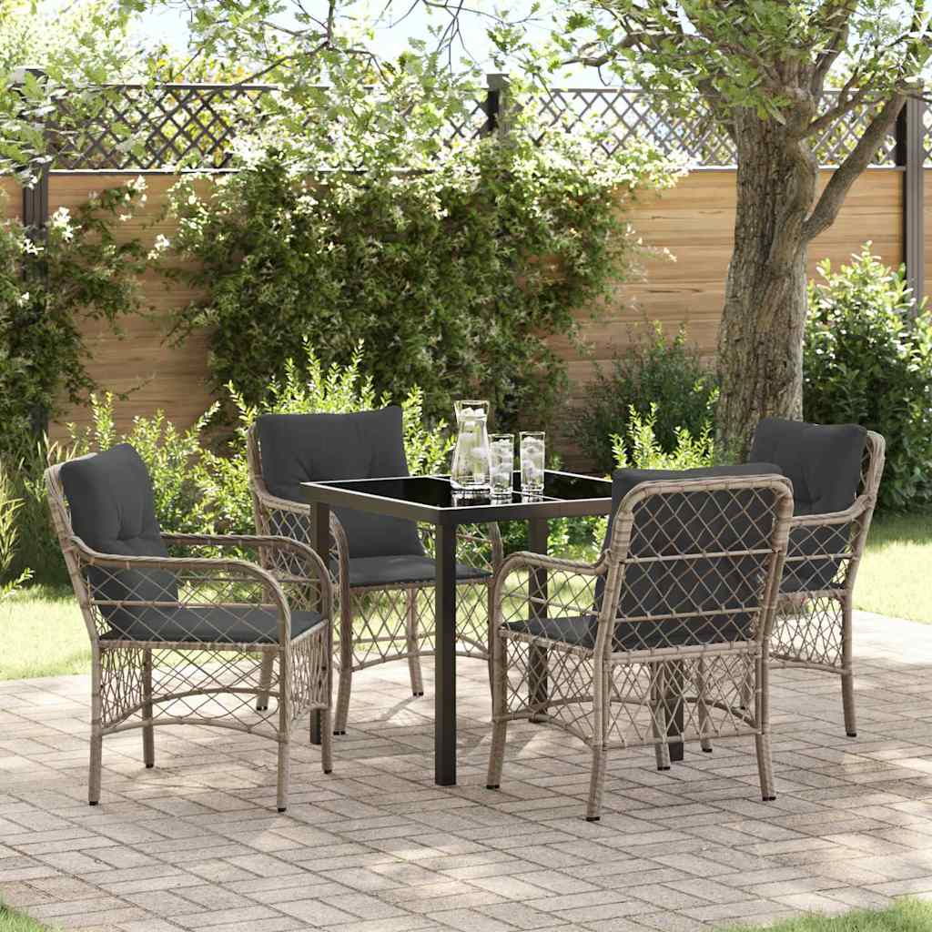 Have Spisebordssæt med pude 5 pcs Lysegrå polyrattan