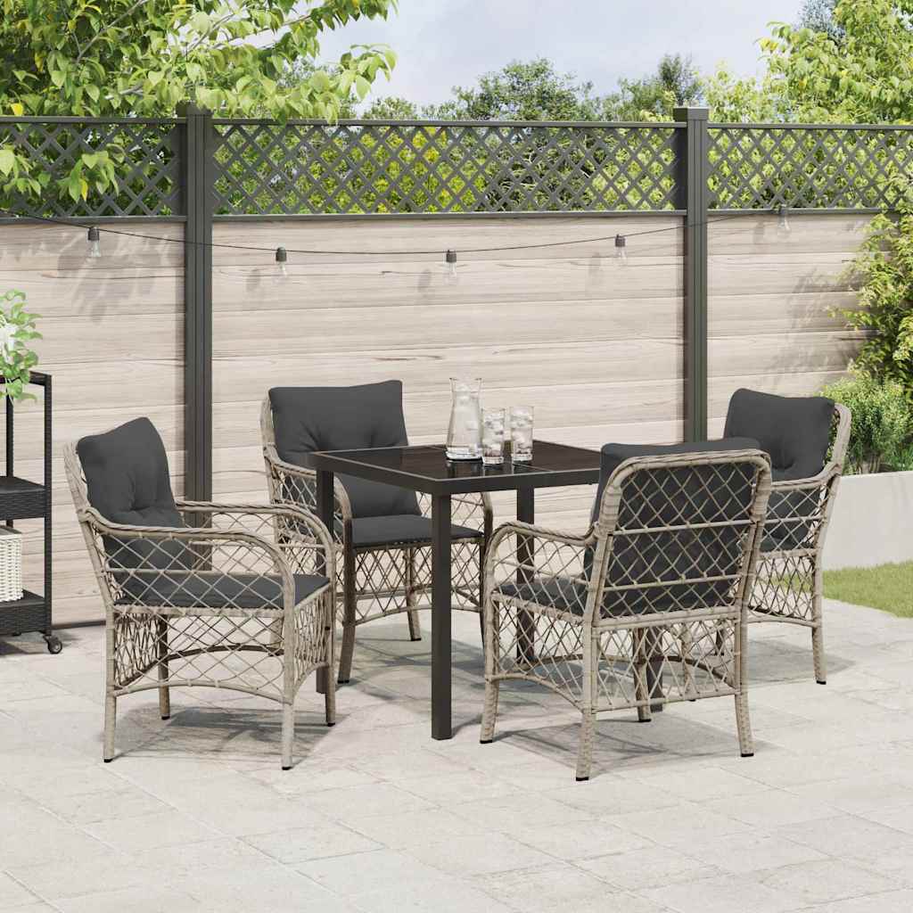 Have Spisebordssæt med pude 5 pcs Lysegrå polyrattan