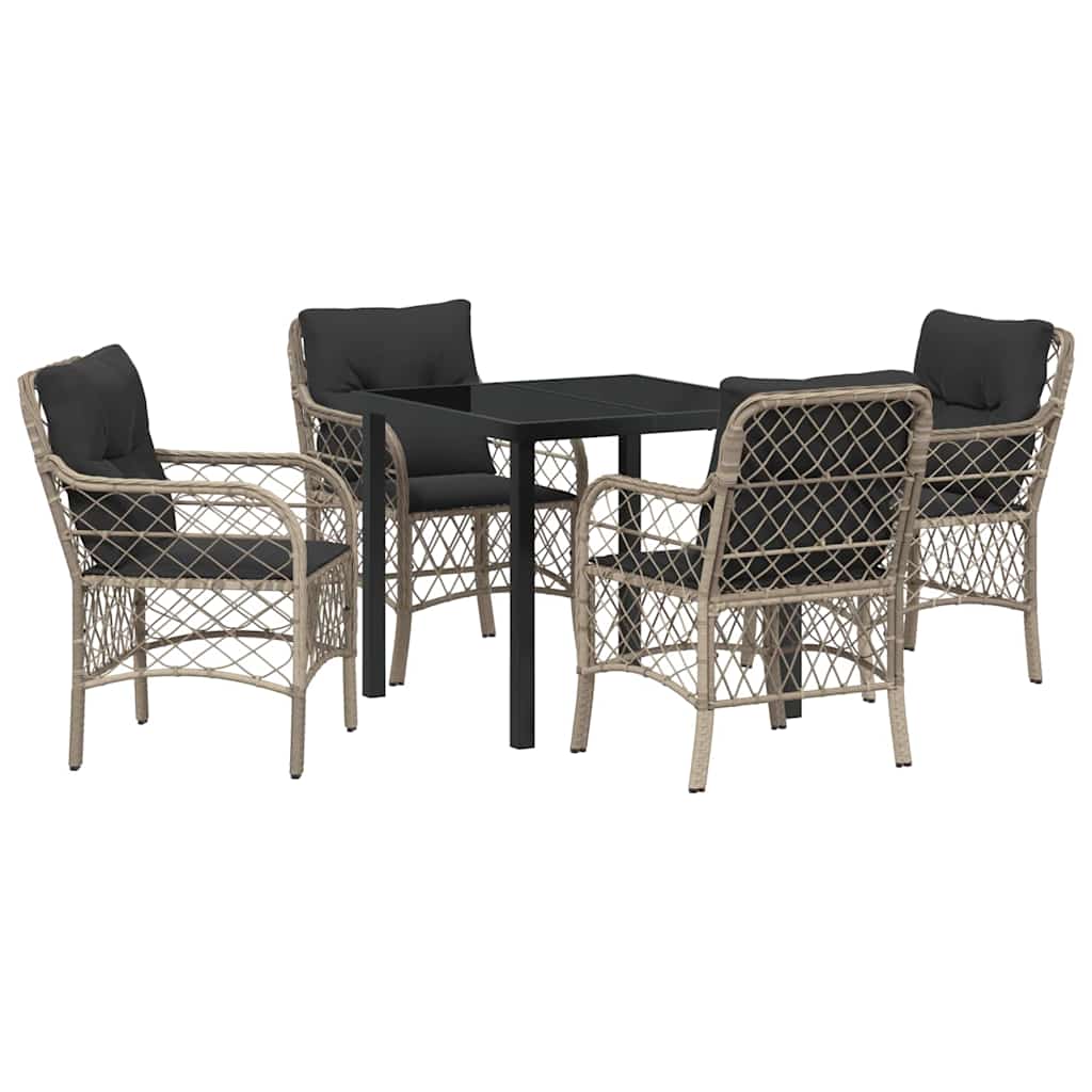 Have Spisebordssæt med pude 5 pcs Lysegrå polyrattan