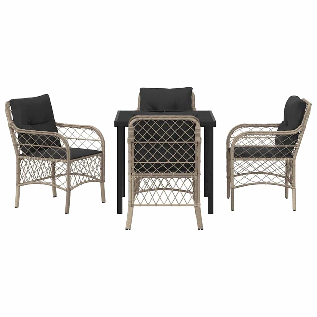 Have Spisebordssæt med pude 5 pcs Lysegrå polyrattan