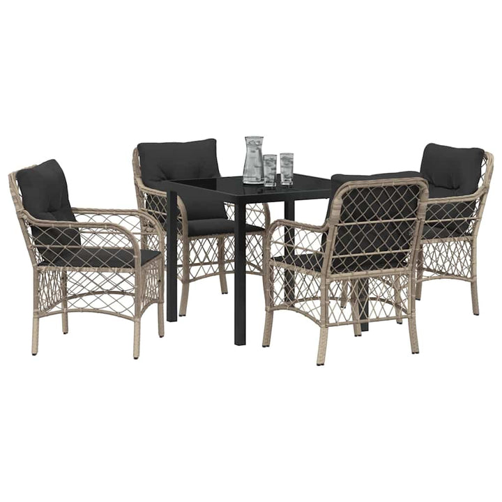 Have Spisebordssæt med pude 5 pcs Lysegrå polyrattan