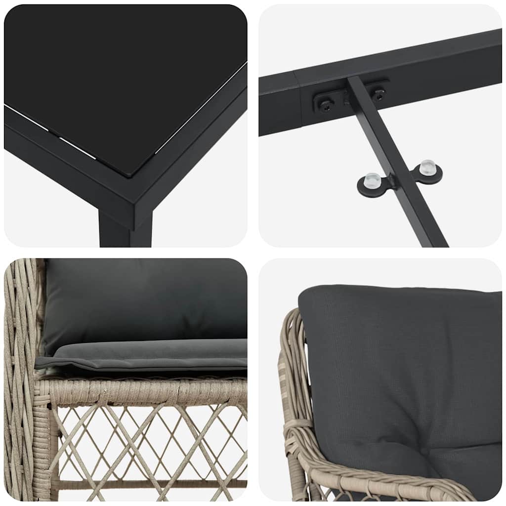 Have Spisebordssæt med pude 5 pcs Lysegrå polyrattan