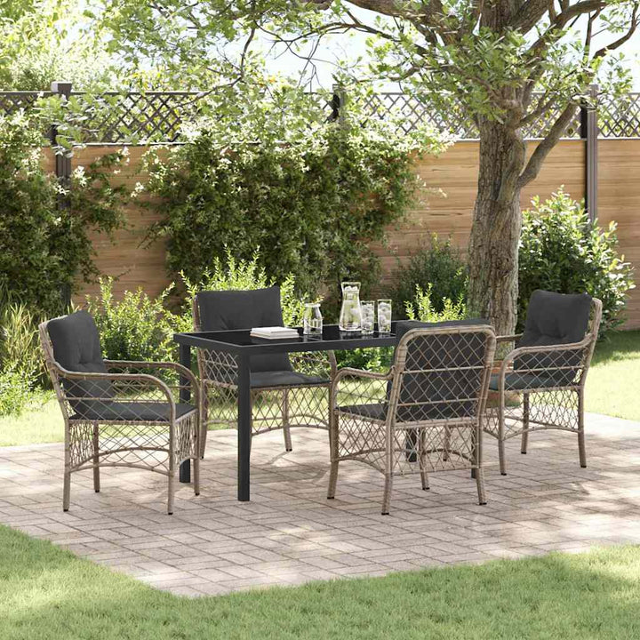 Have Spisebordssæt med pude 5 pcs Lysegrå polyrattan