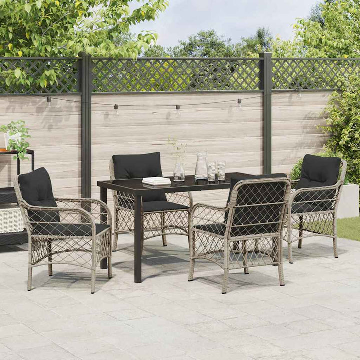 Have Spisebordssæt med pude 5 pcs Lysegrå polyrattan