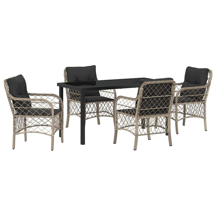 Have Spisebordssæt med pude 5 pcs Lysegrå polyrattan