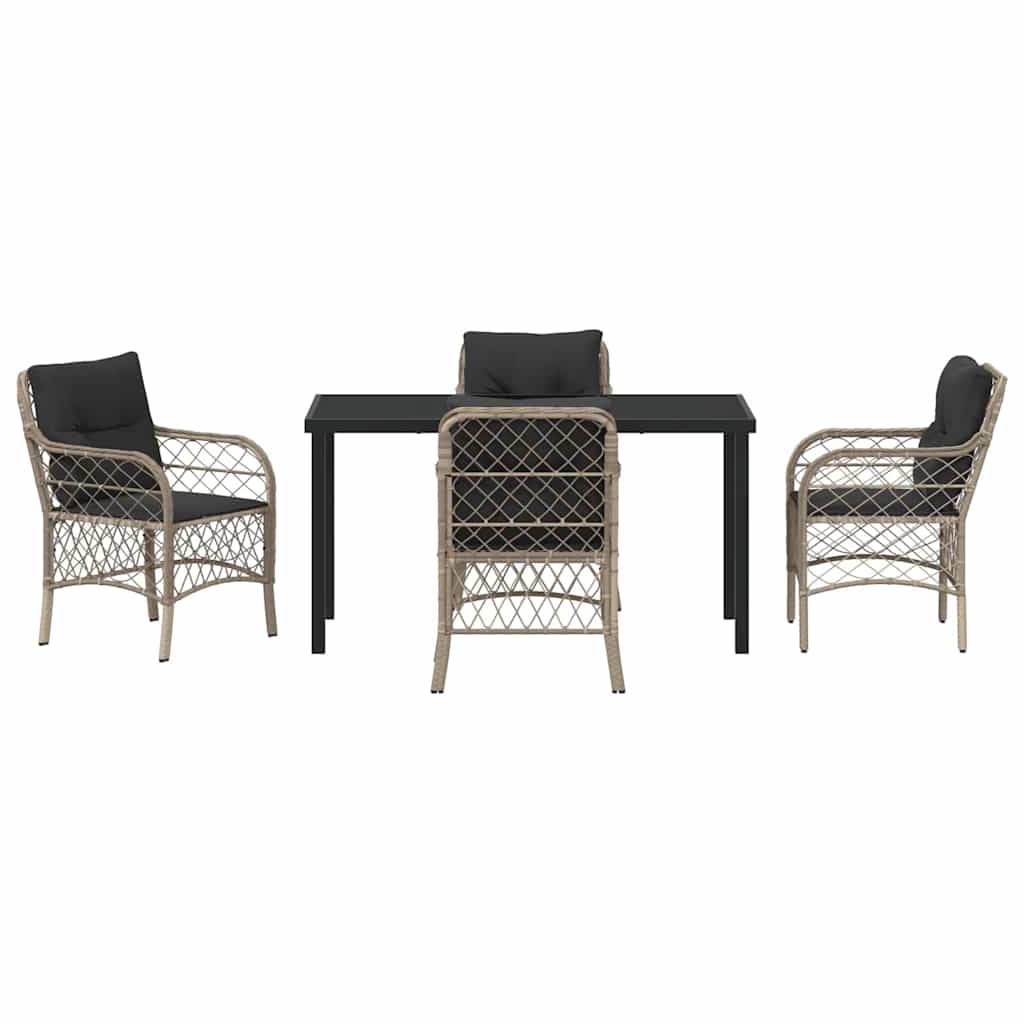 Have Spisebordssæt med pude 5 pcs Lysegrå polyrattan