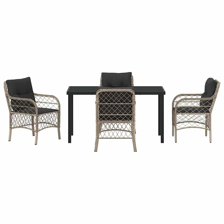 Have Spisebordssæt med pude 5 pcs Lysegrå polyrattan