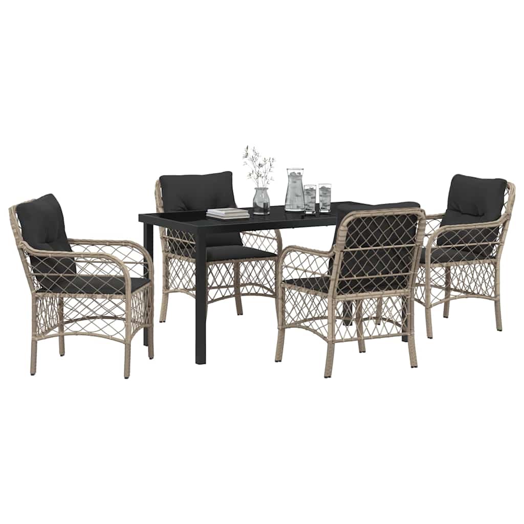 Have Spisebordssæt med pude 5 pcs Lysegrå polyrattan