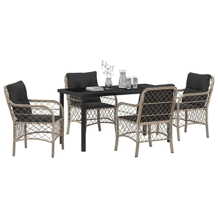 Have Spisebordssæt med pude 5 pcs Lysegrå polyrattan