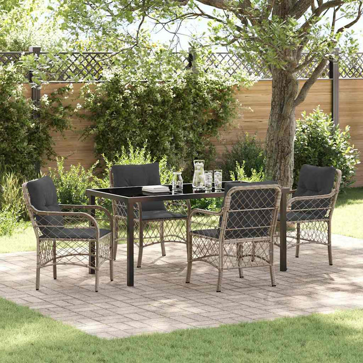 Have Spisebordssæt med pude 5 pcs Lysegrå polyrattan