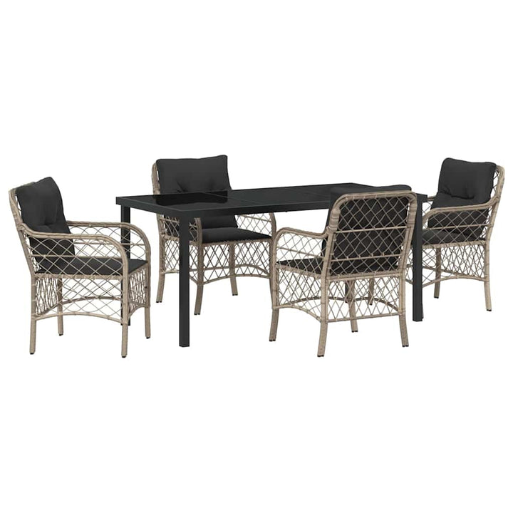 Have Spisebordssæt med pude 5 pcs Lysegrå polyrattan