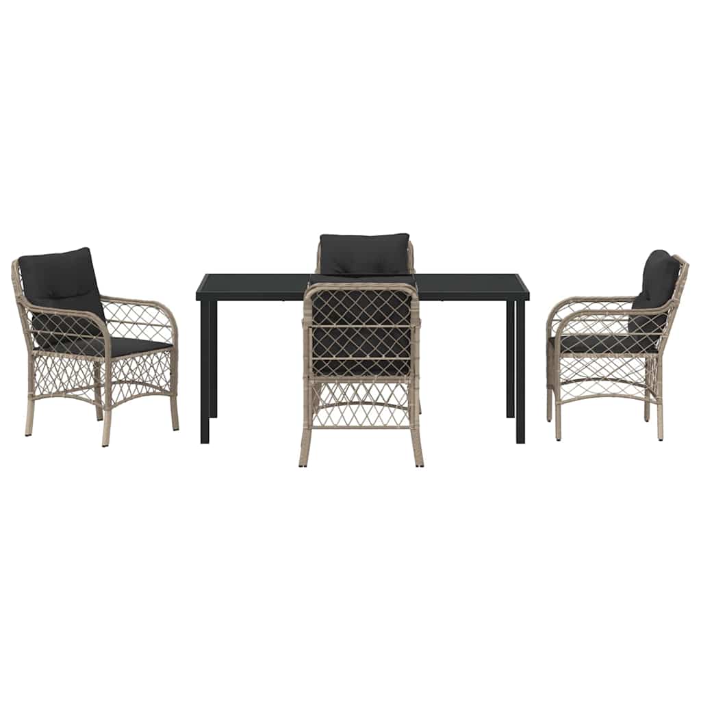 Have Spisebordssæt med pude 5 pcs Lysegrå polyrattan
