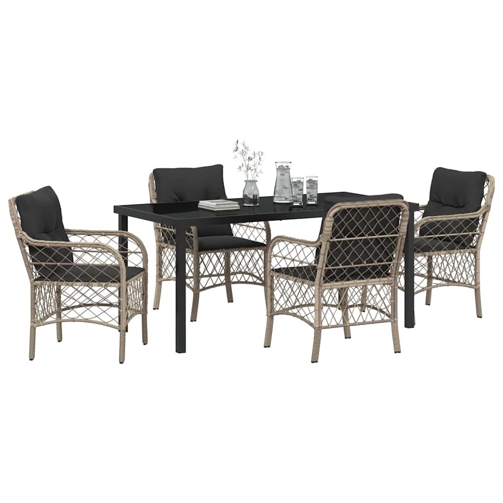 Have Spisebordssæt med pude 5 pcs Lysegrå polyrattan