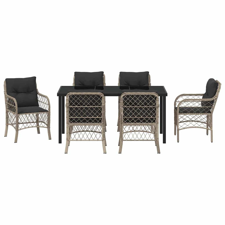 Have Spisebordssæt med pude 7 pcs Lysegrå polyrattan