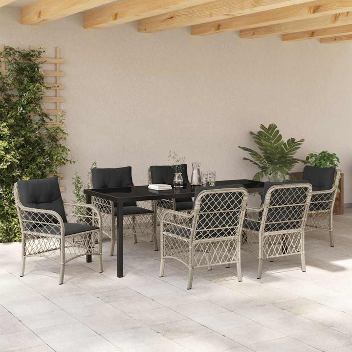 Have Spisebordssæt med pude 7 pcs Lysegrå polyrattan