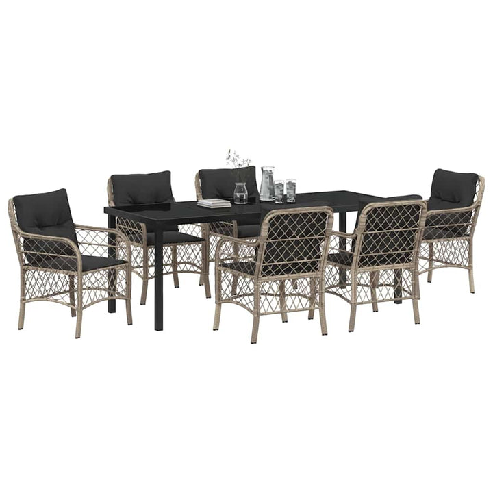 Have Spisebordssæt med pude 7 pcs Lysegrå polyrattan