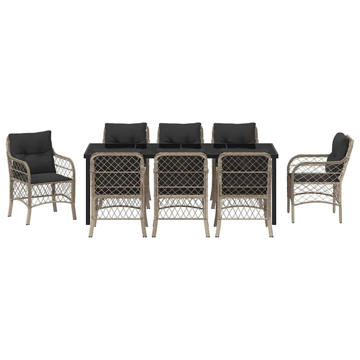 Have Spisebordssæt med pude 9 pcs Lysegrå polyrattan