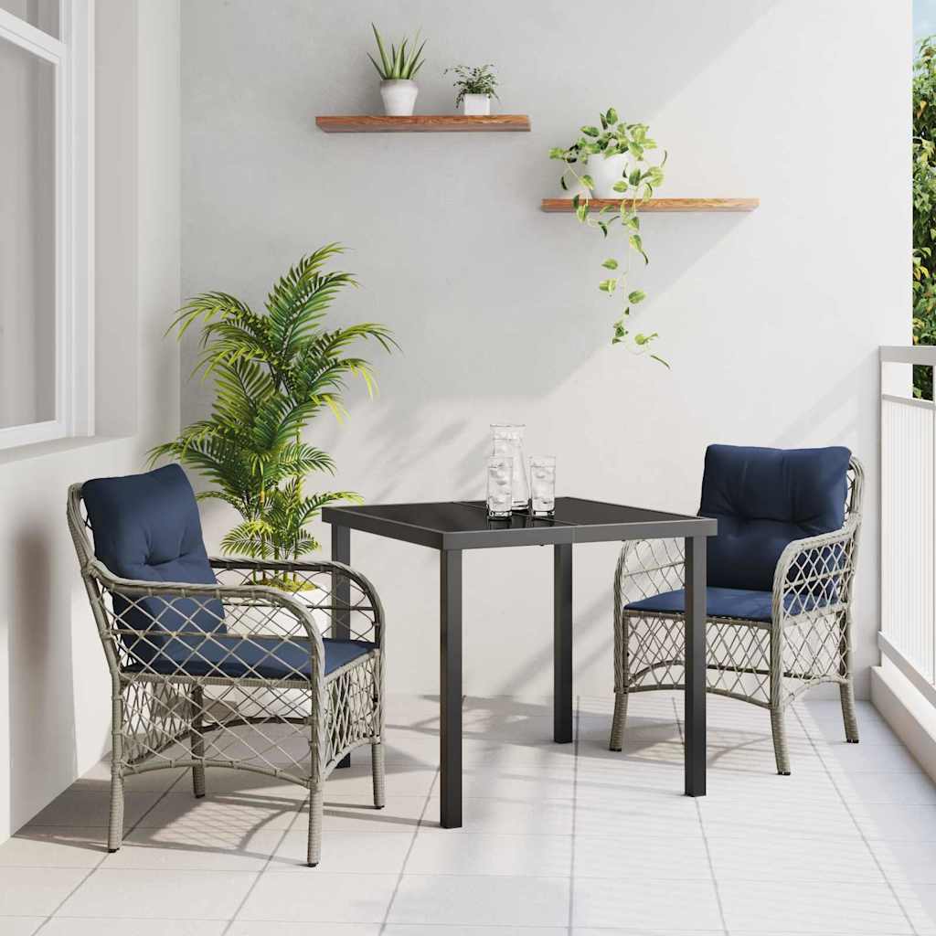 Have Spisebordssæt med pude 3 pcs Grå og sort Rattan