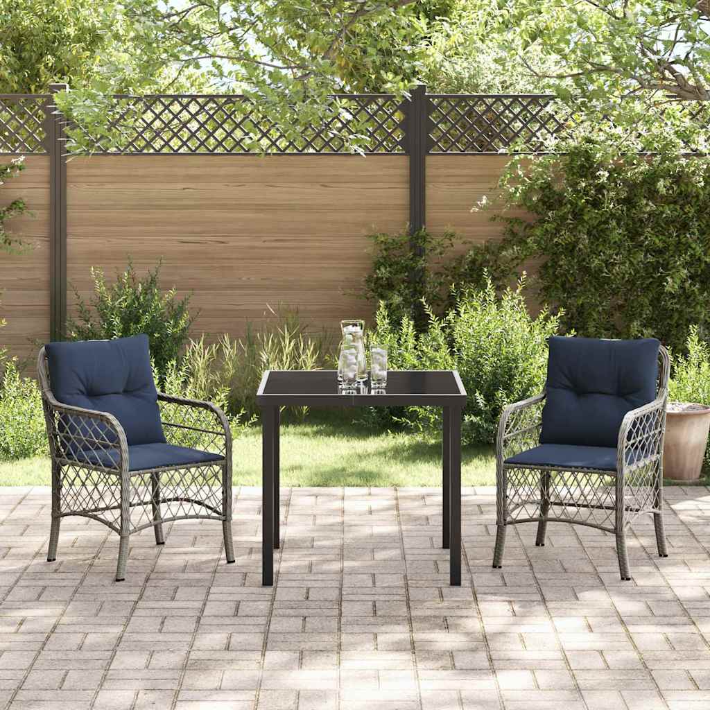 Have Spisebordssæt med pude 3 pcs Grå og sort Rattan