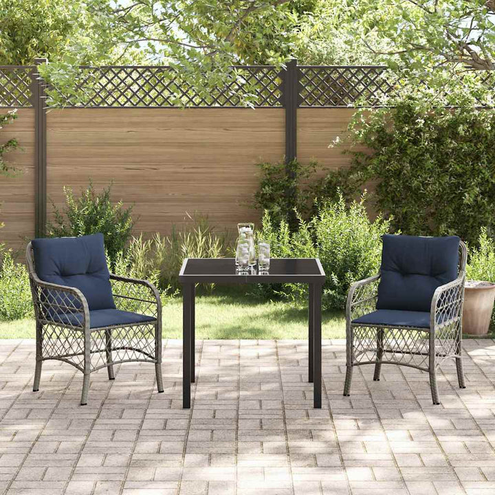 Have Spisebordssæt med pude 3 pcs Grå og sort Rattan