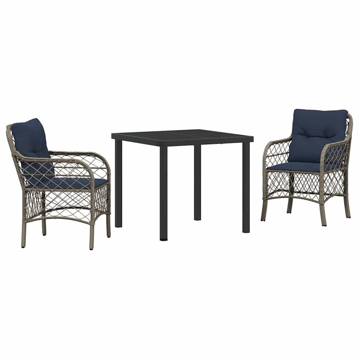Have Spisebordssæt med pude 3 pcs Grå og sort Rattan