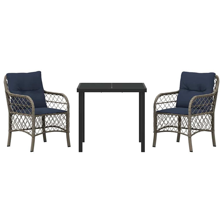 Have Spisebordssæt med pude 3 pcs Grå og sort Rattan
