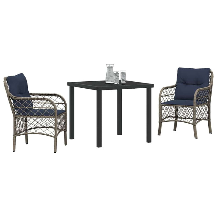 Have Spisebordssæt med pude 3 pcs Grå og sort Rattan