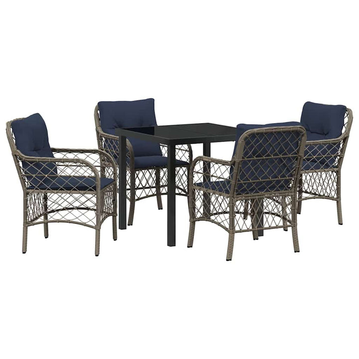 Have Spisebordssæt med pude 5 pcs Grå og sort Rattan