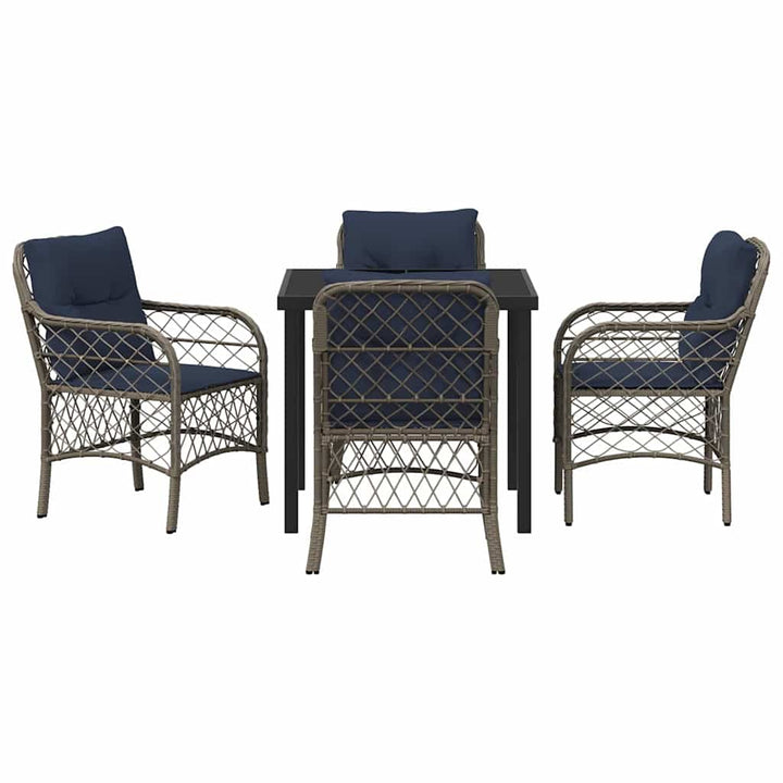Have Spisebordssæt med pude 5 pcs Grå og sort Rattan