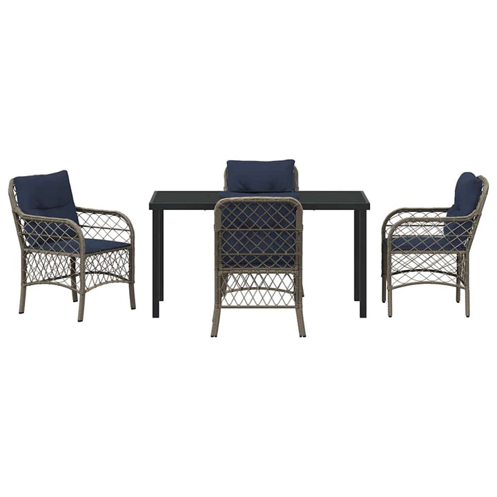 Have Spisebordssæt med pude 5 pcs Grå og sort Rattan