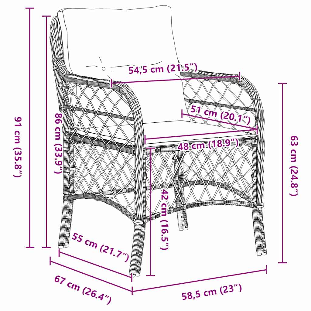 Have Spisebordssæt med pude 5 pcs Grå og sort Rattan