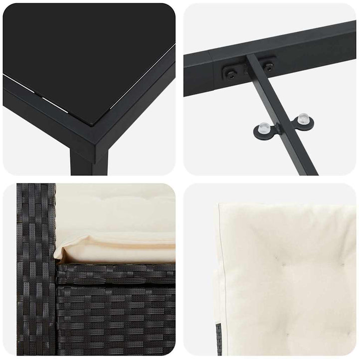 Have Spisebordssæt med pude 3 pcs Sort polyrattan