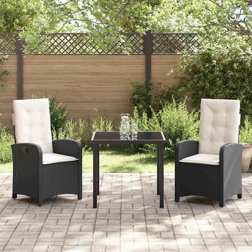 Have Spisebordssæt med pude 3 pcs Sort polyrattan