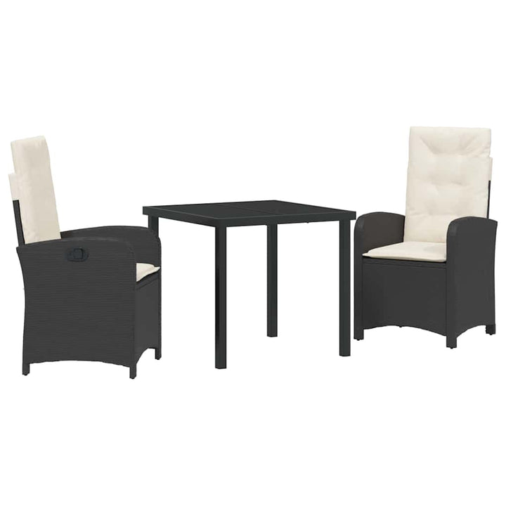 Have Spisebordssæt med pude 3 pcs Sort polyrattan