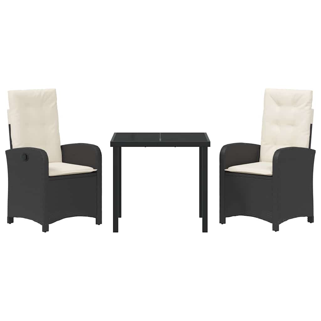 Have Spisebordssæt med pude 3 pcs Sort polyrattan
