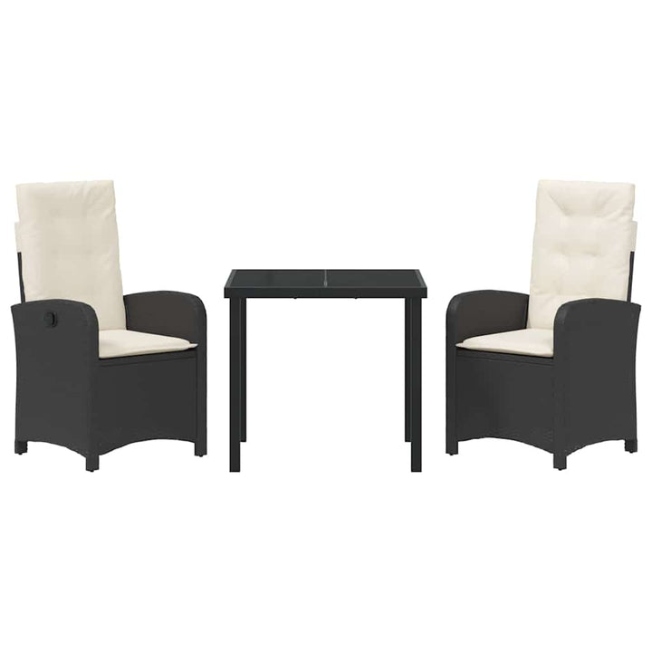 Have Spisebordssæt med pude 3 pcs Sort polyrattan