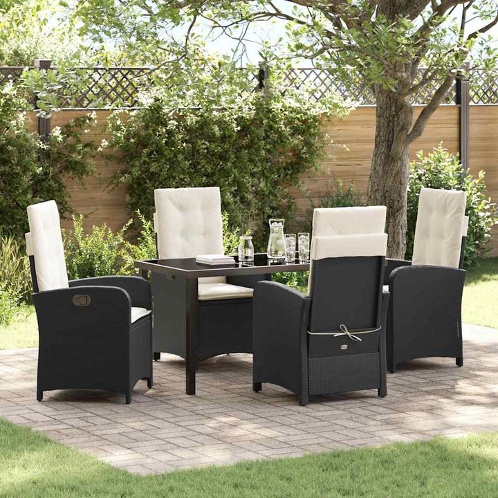 Have Spisebordssæt med pude 5 pcs Sort polyrattan