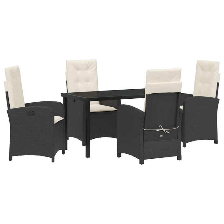 Have Spisebordssæt med pude 5 pcs Sort polyrattan