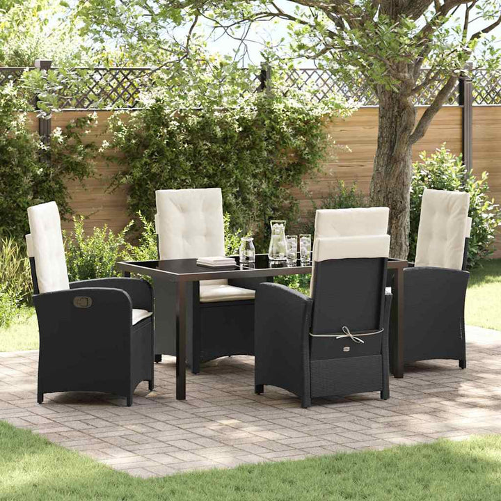 Have Spisebordssæt med pude 5 pcs Sort polyrattan